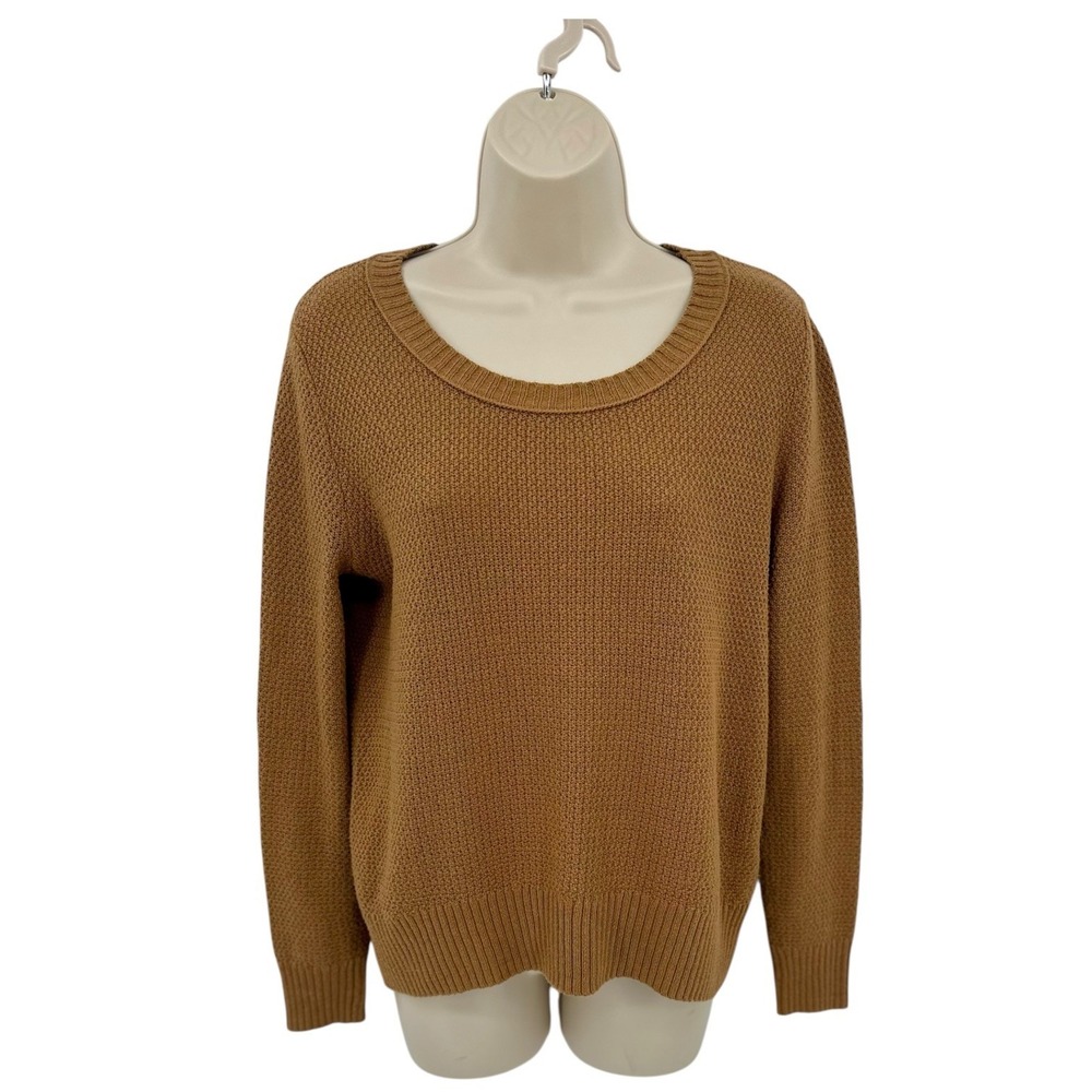 Old Navy Textured Knit Sweater Women's Small Camel Brown Crewneck Pullover - Picture 3 of 9